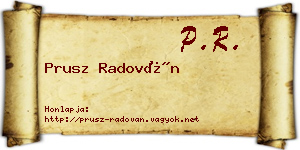 Prusz Radován névjegykártya